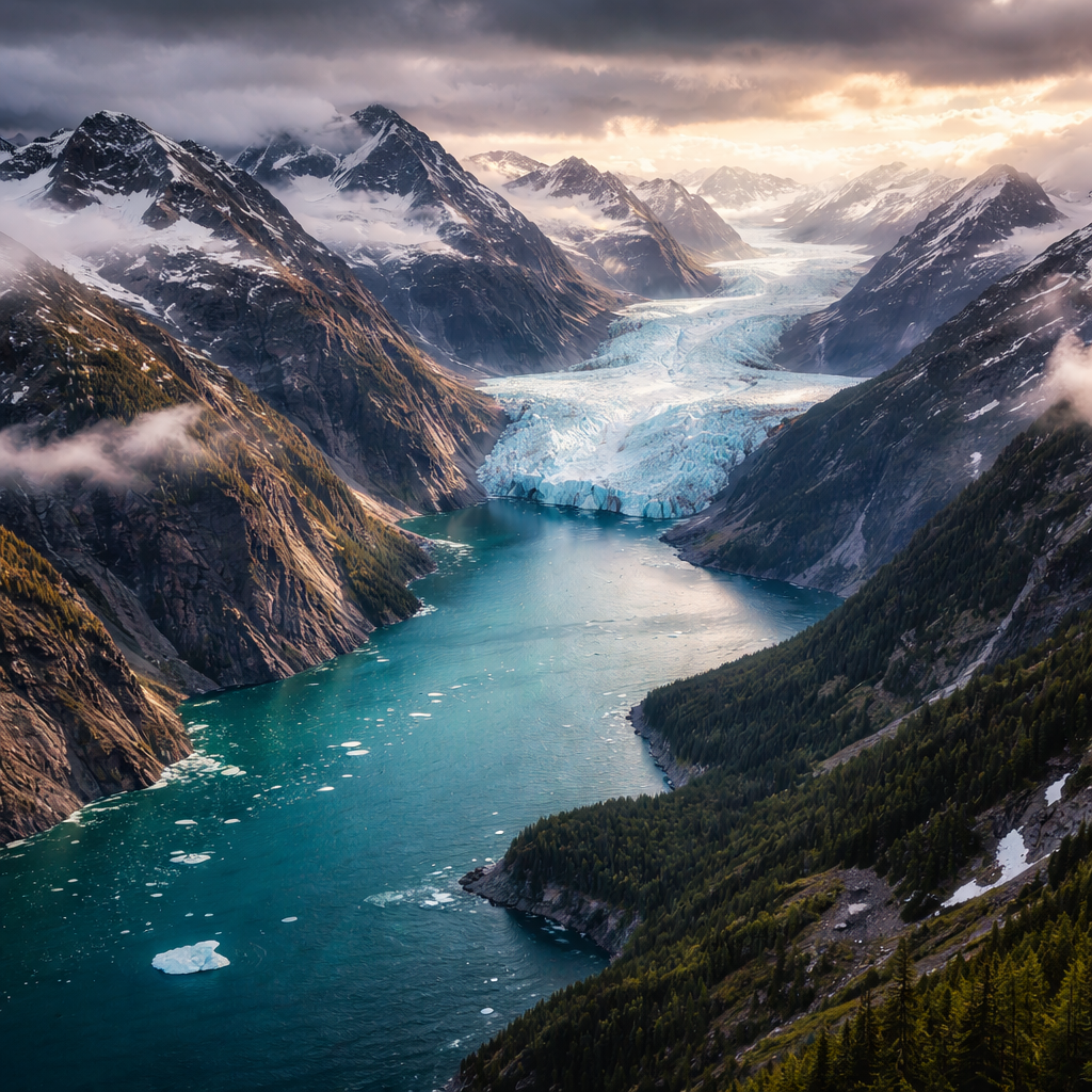 Alaska glaciers fjords flight trip
